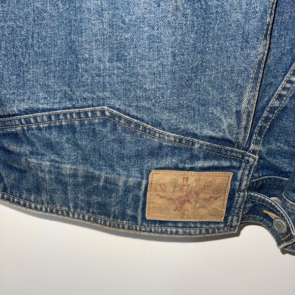 Vintage Freego Womens Denim Jacket Blue Size Medium Embellished Button Cotton - Picture 14 of 16